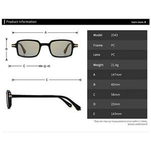 Lunettes de soleil carrées rétro unisexes 2025 avec logo personnalisé, rivets, protection UV400, petite monture rectangulaire pour hommes et femmes - Product Image 5