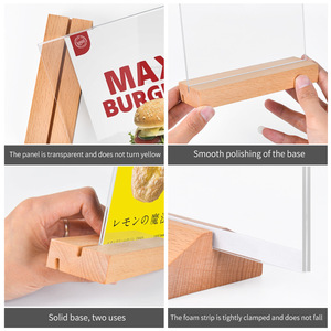 Tùy chỉnh di động hiện đại Máy tính để bàn Acrylic quảng cáo hiển thị menu đứng với cơ sở bằng gỗ và bảng Áp phích - Product Image 3