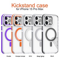 Coque de téléphone portable magnétique transparente en PC bicolore or pour iPhone 17 Pro Max avec béquille à pression chaude et support invisible pour objectif 15