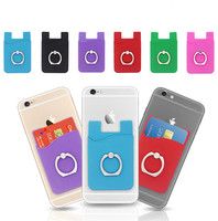 Vente en gros de porte-cartes en silicone avec anneau et logo personnalisé porte-cartes 2-en-1 porte-monnaie pour téléphone portable