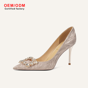 Chaussures <span class=keywords><strong>de</strong></span> Mariée Élégantes en Cuir Souple pour Femme, en Peau <span class=keywords><strong>de</strong></span> Mouton, Ornées <span class=keywords><strong>de</strong></span> Strass, à Talon Bas et Bout Pointu, Style Raffiné, Idéales pour Dîner et Cérémonie - Product Image 1