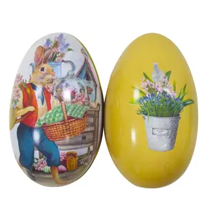 CIVI 12.5CM Egg Forma Metal Tin Box para Páscoa Easter Bunny Egg Iron Box Wedding Candy Box Decoração