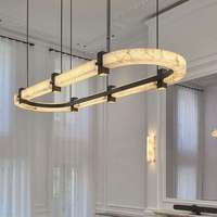 JYLIGHTING Lustre suspendu linéaire de luxe SAA en marbre d'albâtre, design européen populaire, haut de gamme, pour hôtel, avec LED intégrée