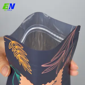 Bolsa de embalagem de alimentos biodegradável, embalagem impressa branca fosca para chá de café