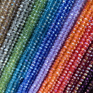 1 Filo di Perline di Cristallo Multicolore, Rotonde Sfaccettate a Rondella, Perline Distanziatrici in Vetro per Creazione di Gioielli, Braccialetti e Accessori Fai-da-Te - Product Image 1