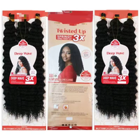 Cheveux synthétiques pour tresses au crochet Ocean Wave 3X Deep Wave 300g - Cheveux ondulés et bouclés pour tresses bohèmes - Fibre haute température