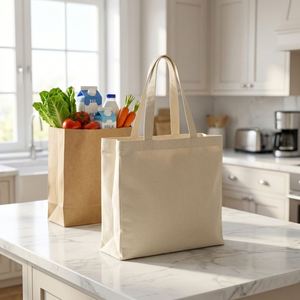 High Quality Personalized Customizable Blank Pure Cotton Canvas <b>Bag</b> <b>Reusable</b> <b>Shopping</b> <b>Bag</b> Two Handles Button Closure - Product Image 4