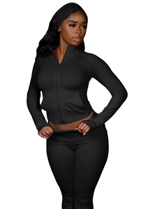 Nuovo Completo Sportivo <span class=keywords><strong>da</strong></span> <span class=keywords><strong>Donna</strong></span> 3 Pezzi con Logo Personalizzato, Top Invernale, Pantaloni a Zampa con Vita Pieghettata, Fascia per Capelli, Tuta <span class=keywords><strong>da</strong></span> Yoga e Palestra - Product Image 4