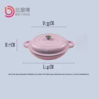 Cocotte peu profonde en fonte émaillée ultra-résistante pour fruits de mer, avec structure métallique