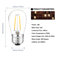 Ampoule LED Andysom S14 E27 Filament 2W IP65 2700K pour Guirlandes Lumineuses Extérieures de Jardin
