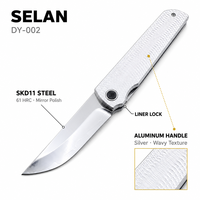 Couteau de poche à verrouillage Liner Lock en acier SKD11 poli miroir avec manche en aluminium et étui pour le transport quotidien, le camping et les activités de plein air – Vente en gros