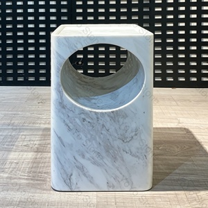 Custom Unique Carved White Stone Hollow <strong>Side</strong> <strong>Table</strong> Minimalist Solid Block Marble Accent <strong>Table</strong> for Luxury Home Salon Bedside - Product Image 6