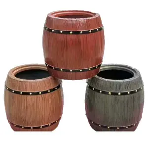 Barrel shape concrete planter flower pot plastic molds