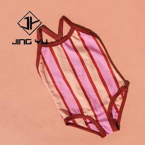 Manufacturer High Quality <b>Vintage</b> Swimwear Striped Halter Neck <b>Swimsuit</b> OEM Nylon Girls One Piece <b>Swimsuit</b> - Product Image 2