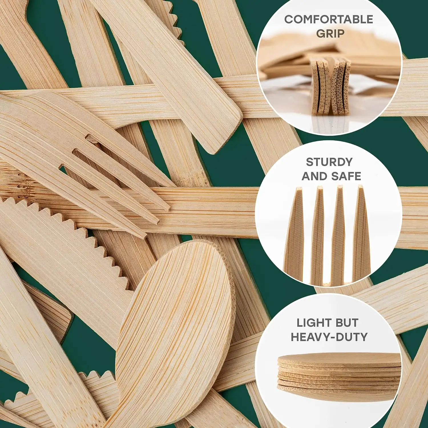 Biodegradable Disposable Tableware Eco Friendly Bamboo Fork Spoon Knife Bamboo Cutlery