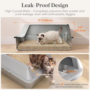 New Trend Stainless Steel <b>Cat</b> <b>Litter</b> Box Extra Large <b>Litter</b> Box <b>Cat</b> Tail Design Stainless Steel <b>Cat</b> <b>Litter</b> Box With High Sided - Product Image 4