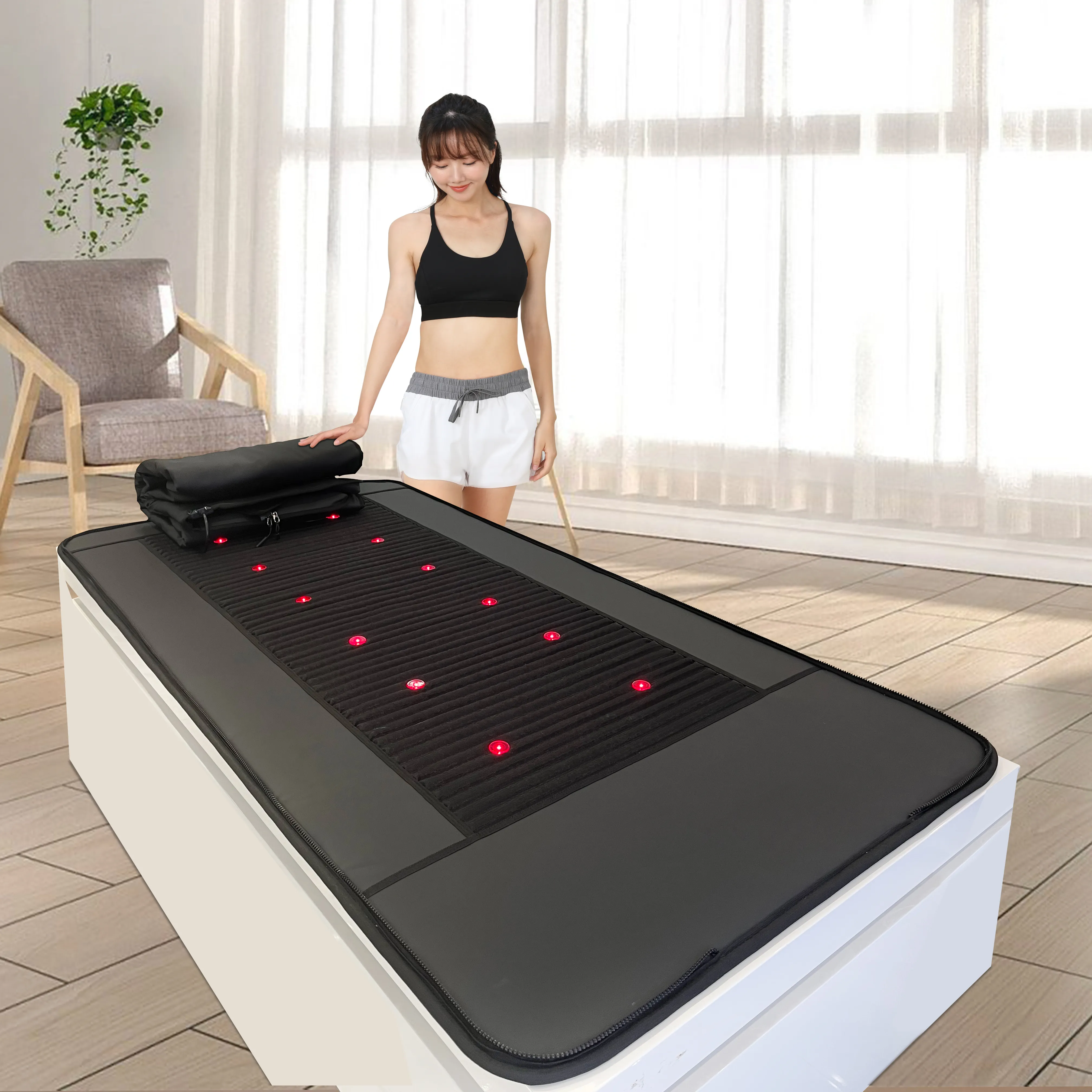 Nuovo Design 2023 pemf therapy device elettromagnetico lontano infrarosso red light therapy bed tappetini per sauna per la perdita di peso e il dimagrimento