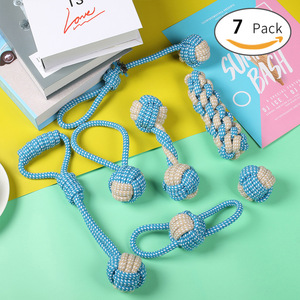 Juguetes de cuerda para perros, paquete de 7, juguete masticable de algodón para limpieza de dientes, para cachorros y mascotas - Product Image 1