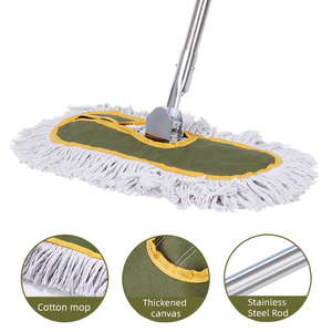 Balai à poussière plat en acier inoxydable avec manche détachable et tête en <span class=keywords><strong>coton</strong></span>, outil de nettoyage domestique, fournitures pour la maison personnalisées, directement de l'usine - Product Image 4