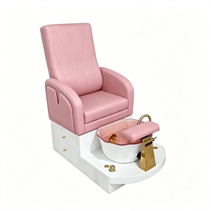 Sillón de Pedicura para Salón de Belleza, Reclinable, de Cuero Negro, con Cajón de Almacenamiento, Lavabo de Cerámica Extraíble para Pedicura - Product Image 3