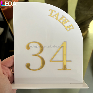 LEDA Modern Wedding Indoor Outdoor Event <b>Table</b> Centerpiece White Acrylic <b>Table</b> Sign Custom-colored Detachable Banquet <b>Table</b> Sign - Product Image 5