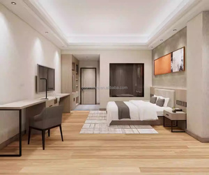 Ensembles de chambre d'hôtel minimalistes : Lit king-size rembourré avec tête de lit douce, tables de chevet, bureau et armoire pour projets hôteliers 3 étoiles - Product Image 4