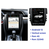 Autoradio multimédia 10,4 pouces, autoradio stéréo, lecteur MP3, écran tactile Tesla, DSP, navigation GPS pour Honda Civic 2016-2019