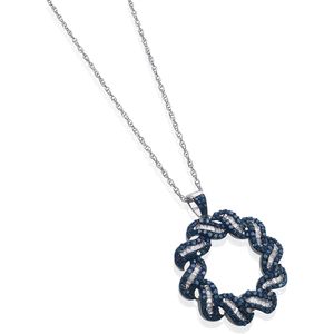 Diamond Circle Swirl Pendant Necklace 1.52 Cttw Round Baguette Cut 925 Sterling Silver Women's Fine Jewelry - Product Image 1