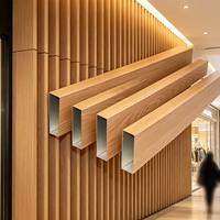 Revêtement métallique en aluminium à grain de bois, tube carré / lambris pour la décoration murale extérieure
