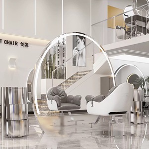 Hiện đại sang trọng vòng gương kính lớn hình bầu dục tóc Salon trạm cho vẻ đẹp cắt tóc phòng khách ngoài trời sử dụng lớn vòng gương - Product Image 3