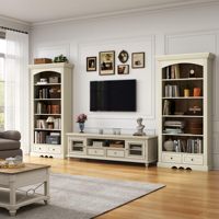 Bibliothèque haute arquée avec rangement, étagère à livres arquée à 5 niveaux de style farmhouse avec tiroirs, bibliothèque autoportante avec étagère réglable