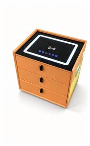 Modern Smart Nightstand with Tempered Glass Top 3 Drawers <b>LED</b> <b>Lighting</b> <b>Orange</b> Multi-Purpose Bedroom Furniture - Product Image 2