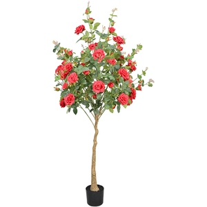 Rose rouge de décoration de haute qualité de 1.8m pour l'intérieur/hôtel/café/<span class=keywords><strong>bureau</strong></span>/mariages/banquets <span class=keywords><strong>Plantes</strong></span> <span class=keywords><strong>vertes</strong></span> artificielles - Product Image 1