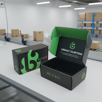 Petites boîtes d'expédition personnalisées en carton ondulé noir recyclable pour chaussures et vêtements, emballage personnalisé