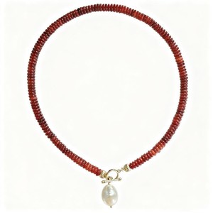 Collier ras du cou Aonaya avec pendentif en perles <span class=keywords><strong>de</strong></span> pierre naturelle cornaline et perles <span class=keywords><strong>de</strong></span> culture d'eau douce baroques 6*2mm - Product Image 3