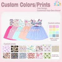 Robe d'été sans manches pour filles, à volants, décontractée, à blocs de couleurs, à motifs floraux/à rayures, écologique, rose, 0-6 ans