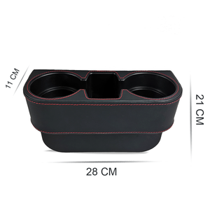 Organisateur de siège de voiture en cuir de qualité supérieure avec porte-gobelets grand format, remplissage latéral de la console centrale avec crochets d'appui-tête - Product Image 3