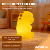 Veilleuse LED Rechargeable en Silicone en Forme de Dinosaure avec Chargement USB et Contrôle Tactile, Lumière Blanc Chaud pour Chambre de Bébé