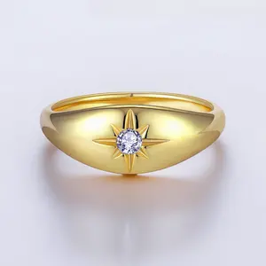 Qingxin Custom OEM Christmas Gift SUN 925 Silver Sterling 18K Gold Plated Engagement Women Men Ring for Wedding Fine Jewelry