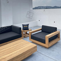 Ensemble de patio Sigma Design moderne en teck naturel personnalisé avec tissu couleur bois ensemble de patio canapé de jardin extérieur pour hôtel vente en gros