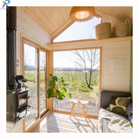 Maison mobile préfabriquée moderne, petite maison sur roues avec grenier, caravane de voyage