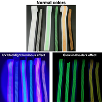 Fluo Néon Orange UV Noir Lumière Haute Visible Lumineux Lueur dans le Sombre Motif Segmenté Conception Élastique Sangle Bandes Bande Bande