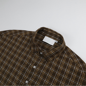 <span class=keywords><strong>Camicie</strong></span> in <span class=keywords><strong>cotone</strong></span> 100% autunnale in stile Vintage con Logo personalizzato Patchwork <span class=keywords><strong>di</strong></span> <span class=keywords><strong>flanella</strong></span> con strass a manica lunga - Product Image 3