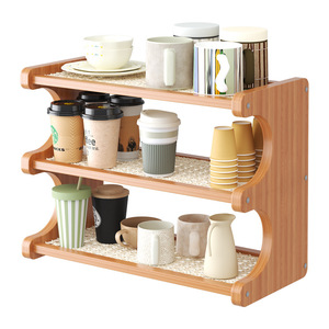Multi Tiered <b>Desktop</b> Storage Rack 4 Layers Wooden Organizer For Kitchen Office Cup Holder Home Essentials <b>Shelf</b> - Product Image 5