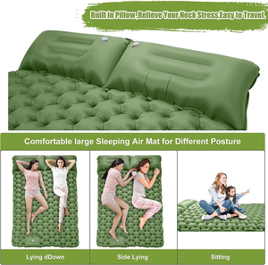 Matelas de camping gonflable double OEM pour <span class=keywords><strong>2</strong></span> personnes, 4 pouces, avec oreiller, compact, ultraléger, imperméable - Product Image 6