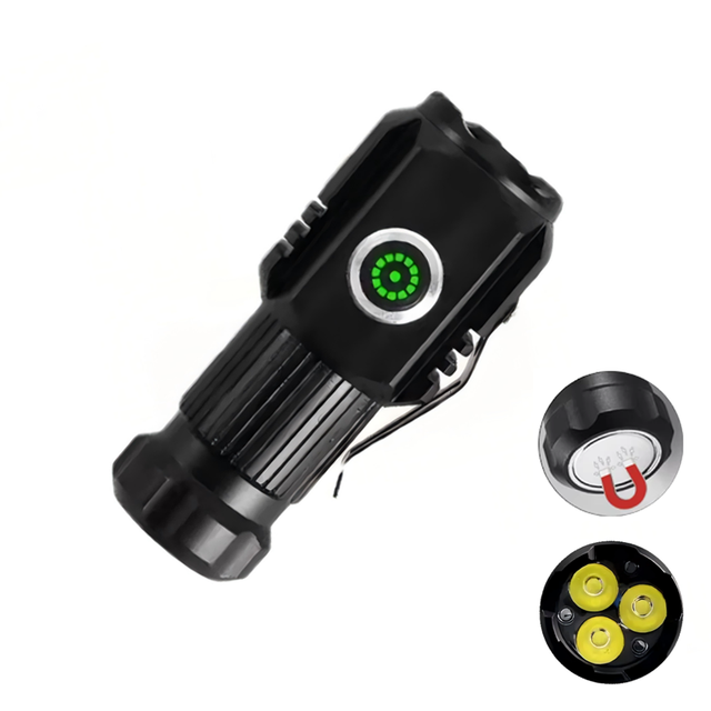 Super Bright 3*LED Tactical Flashlight Aluminium Alloy Magnetic Torch Light Linterna USB Rechargeable Multifunction Flashlight