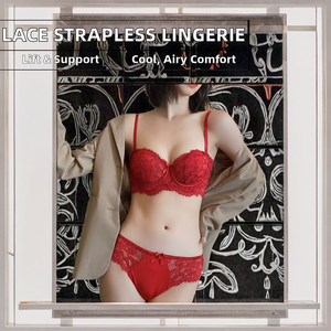 CHARM WHISPERER French-style Sexy Lace <b>Lingerie</b> Adjusted-straps Anti-slip Back Design Thongs Waist Underwire Support Breathable - Product Image 2