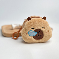 Porte-clés en peluche Capybara mignon et créatif avec fermeture éclair en plastique, petit sac à monnaie, étui pour écouteurs et rouge à lèvres, idéal pour les cadeaux