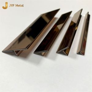 Profilé décoratif en forme de T EX507 en acier inoxydable plaqué or PVD pour projets d'intérieur de luxe, garniture décorative en T pour l'intérieur - Product Image 4