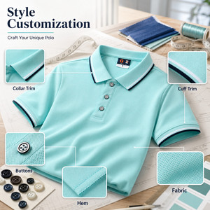 Camisa de Hombre Corta, Personalizada con Logotipo, Color Sólido, Algodón Premium, Transpirable, Estilo Casual Elegante, con Ribete en Contraste, Pique, OEM, Venta al Por Mayor - Product Image 5